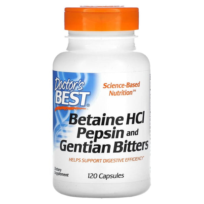 Doctor's Best Betaine HCI Pepsin and Gentian Bitters 120 capsules