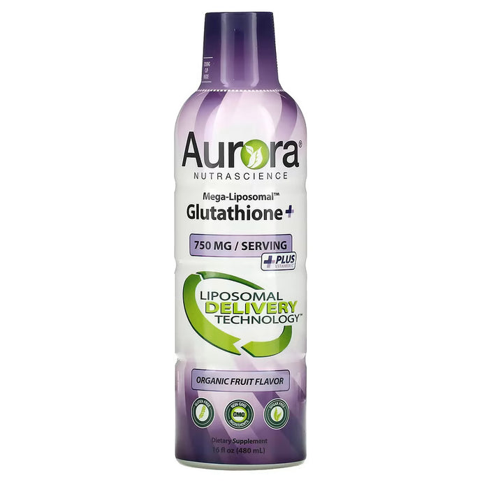 Aurora Nutrascience Mega-Liposomal Glutathione+, Plus Vitamin C, Organic Fruit 750 mg, 16 fl oz (480 ml)