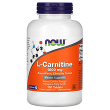 Load image into Gallery viewer, L-Carnitine NOW Foods 1000mg 100 tablets
