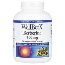 Load image into Gallery viewer, WellBetX Berberine Natural Factors 500mg 120 veg caps
