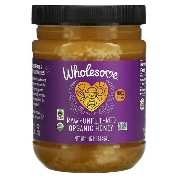 Raw + Unfiltered Organic Honey Wholesome 16 oz (454 g)