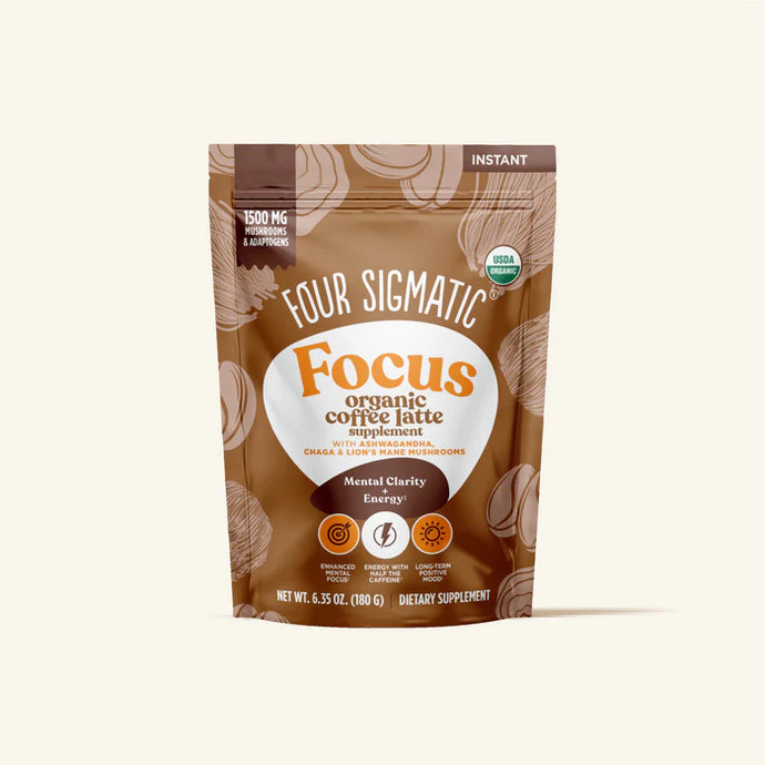 FOUR SIGMATIC, Focus Organic Coffee Latte Supplement w/ Ashwagandha, Chaga & Lion's Mane Mushrooms